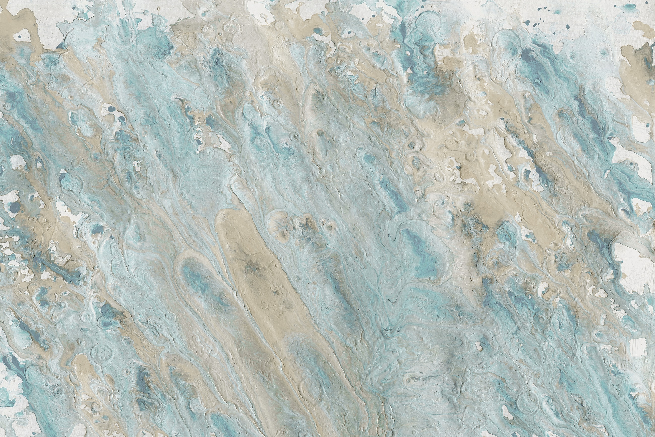 Abstract watercolor in blue and beige tones.