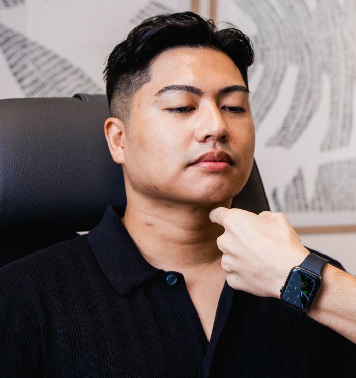 Newport Beach facial plastic surgery patient being examined.