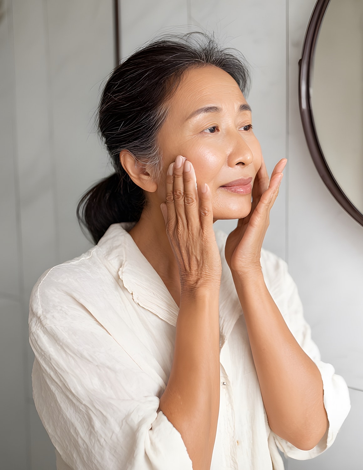 Doctor performing skin treatment on patient.