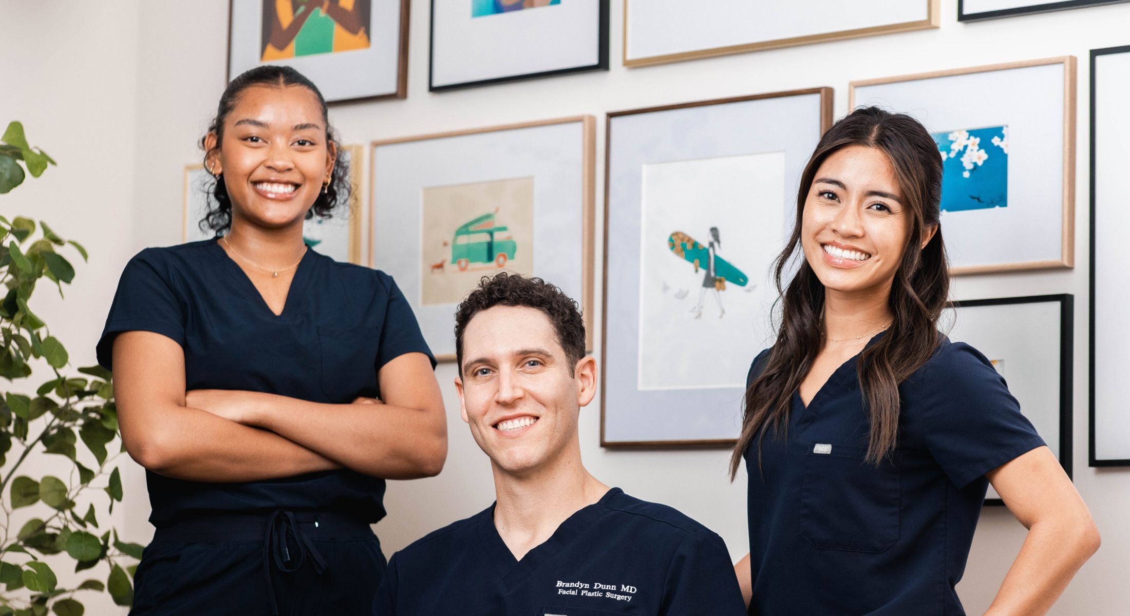 Smiling medical professionals in a modern clinic