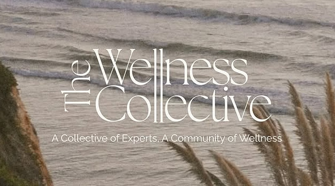 Wellness Collective logo over ocean background